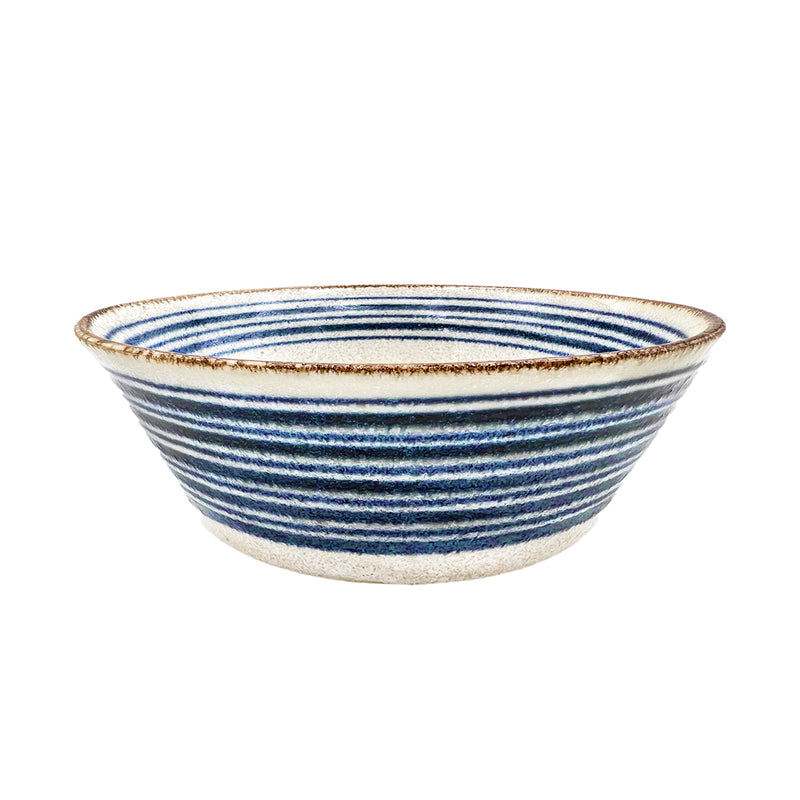 Japanese Ceramic Noodle Bowl PAIKAJI 16.5cm Indigo Swirl