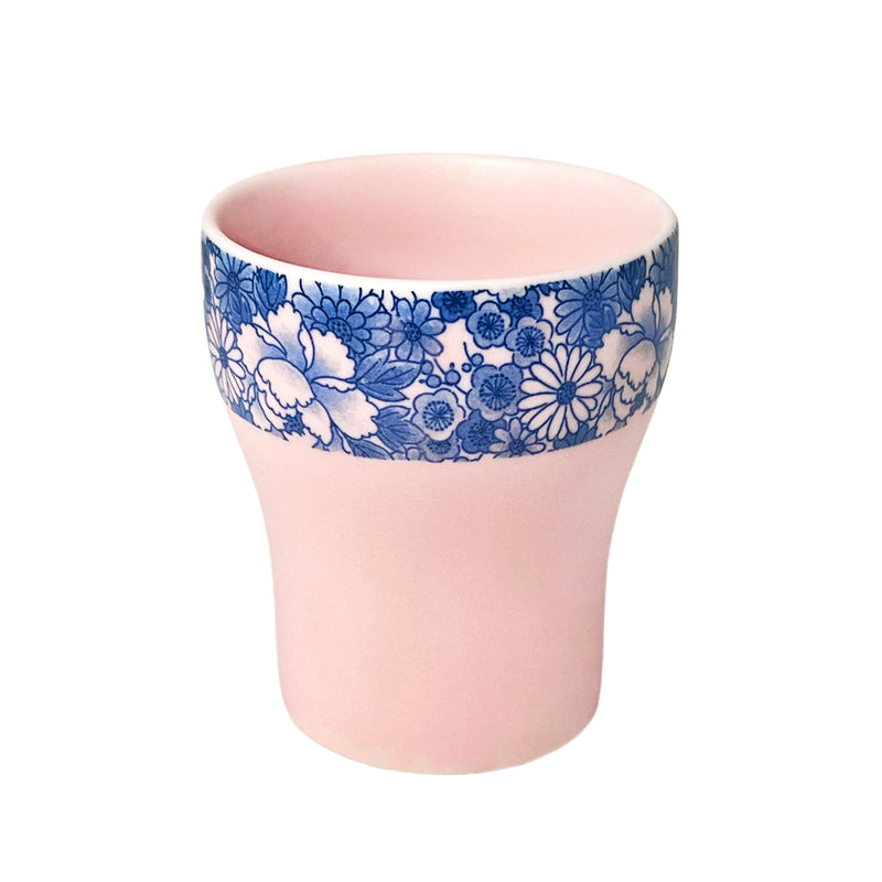 Japanese Ceramic Cup Pink Blue Daisy 350ml