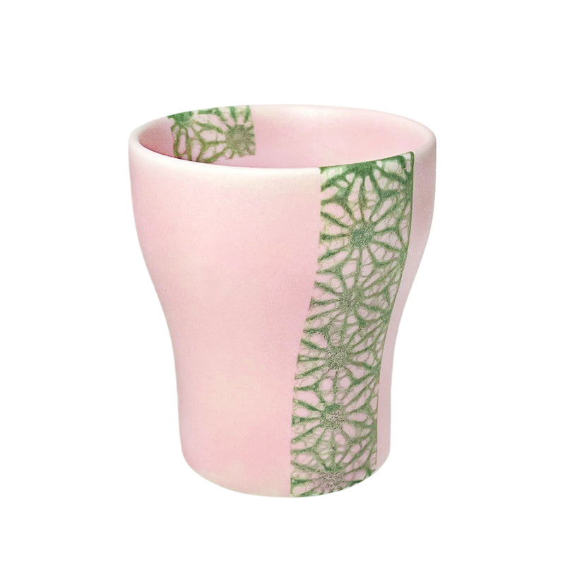 Japanese Ceramic Cup Pink Green 350ml