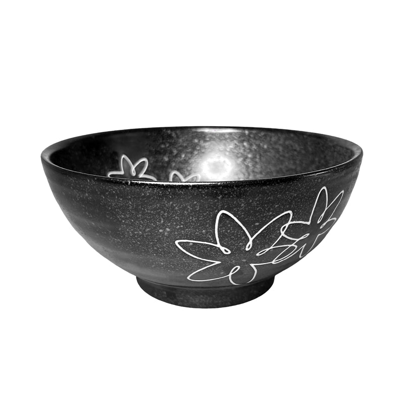 Japanese Ramen Noodle Bowl 18.5cm Floral Ink