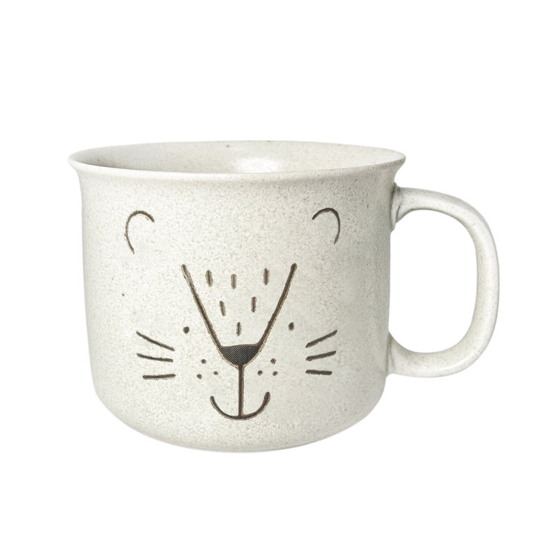 Japanese Ceramic MOGUMOGU Cup Mug With Handle Cute Lion 450ml