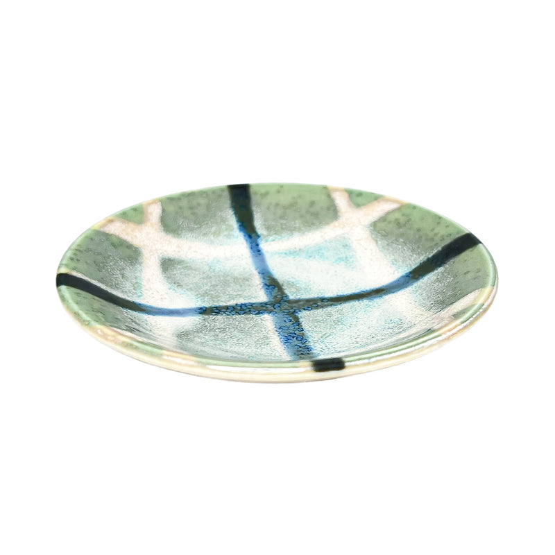 Japanese Ceramic Sauce Dish 9cm Green Grid