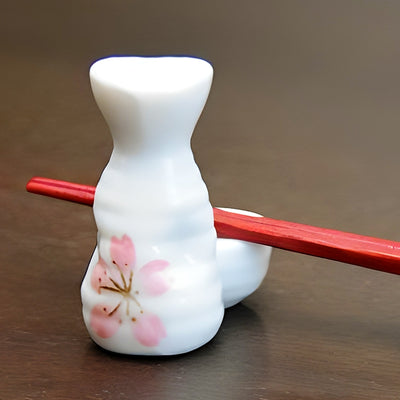 Japanese Chopstick Rest / Holder Sake Set White Cherry
