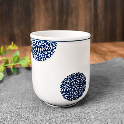 Japanese Ceramic Tea Cup Blue Vines 300ml