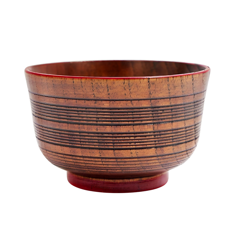 Japanese Miso Soup Bowl 11cm Red Lacquer Natural Wood