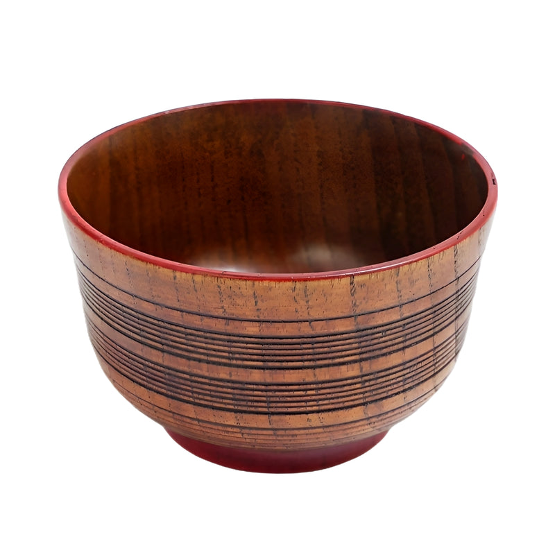 Japanese Miso Soup Bowl 11cm Red Lacquer Natural Wood