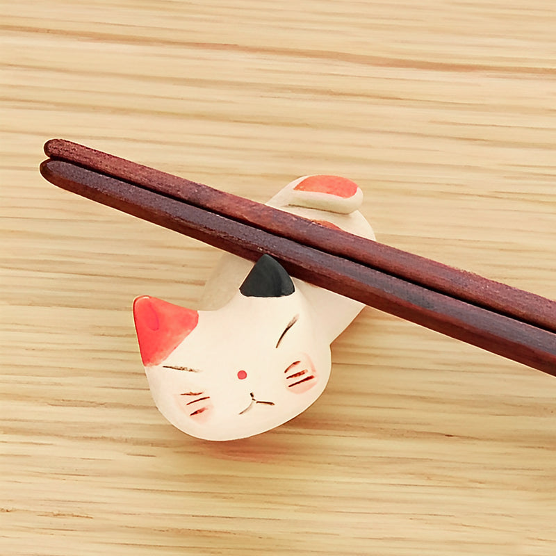 Handcrafted Napping Cat Chopstick Holder Rest Made In Japan
