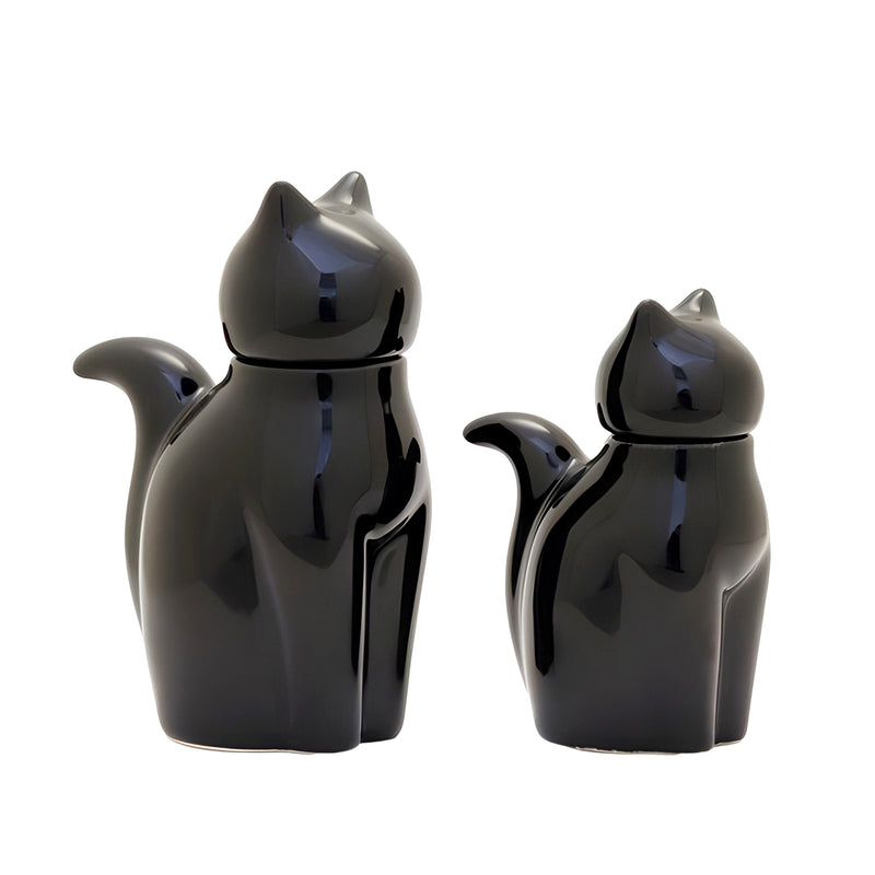 Cat Soy Sauce Bottle Black Ceramic 2 Sizes