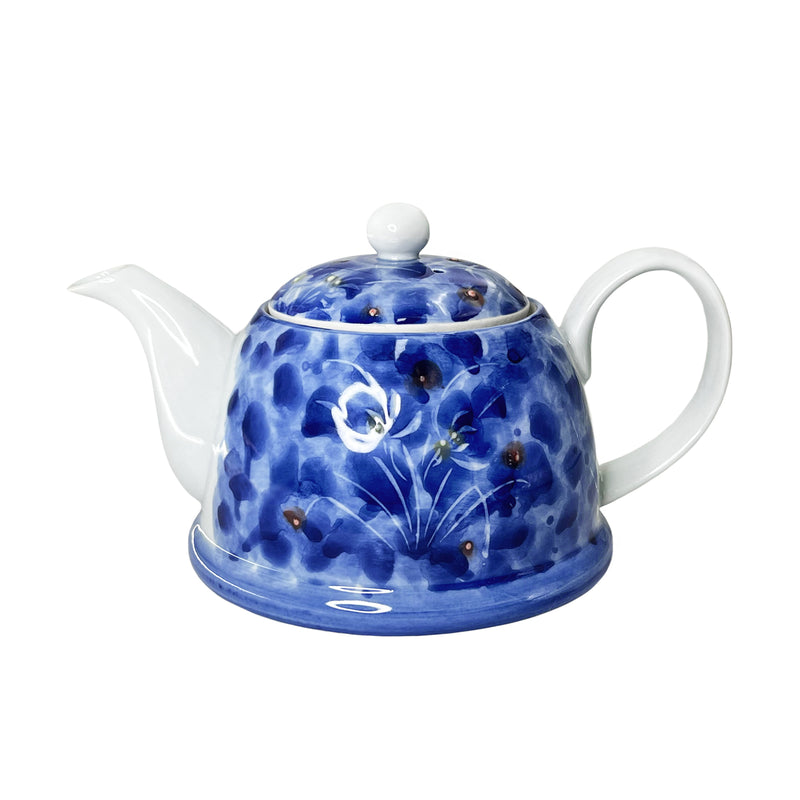 Japanese Ceramic Tea Pot With Handle Wild Chrysanthemum