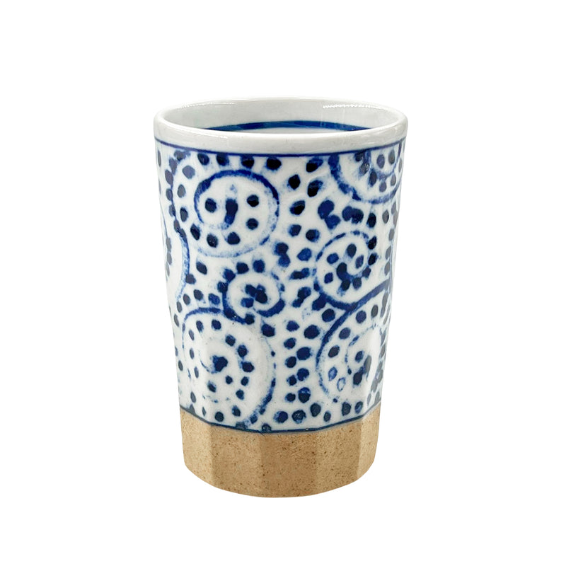 Japanese Mino Tea Cup Spiral Blue 450ml