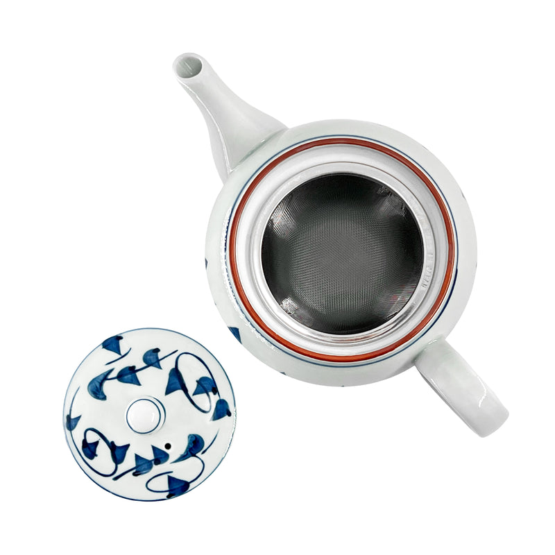 Japanese Ceramic Tea Pot With Handle Tangled Vines