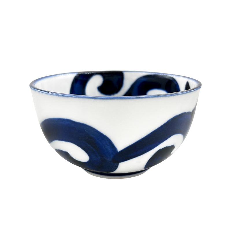 Japanese Ceramic Rice Bowl 13cm Blue Vines