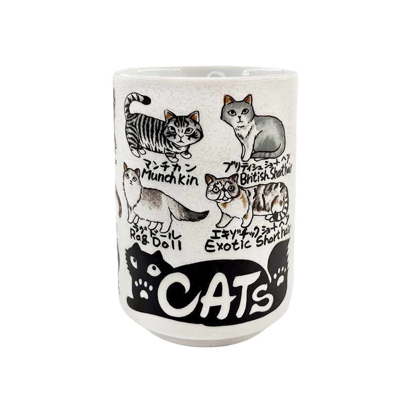 Japanese Tea Cup 260ml Cat Family