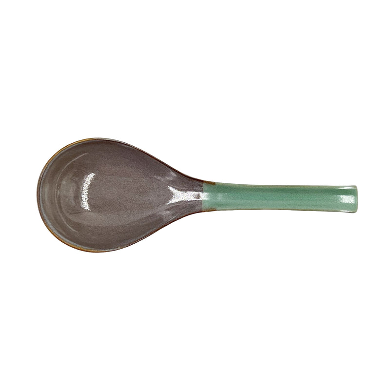Japanese Spoon & Holder Set Green Grey