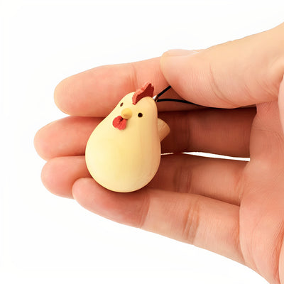 Handmade Natural Wood Keychain Pendant Series Hen Chicken