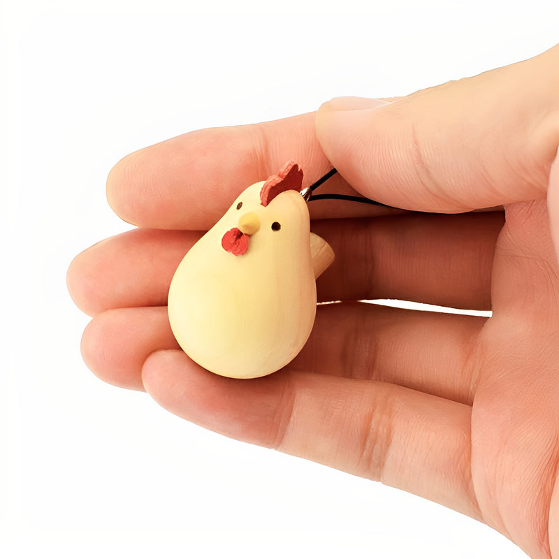 Handmade Natural Wood Keychain Pendant Series Hen Chicken