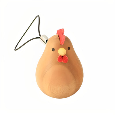 Handmade Natural Wood Keychain Pendant Series Hen Chicken