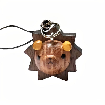 Handmade Natural Wood Keychain Pendant Series Lion