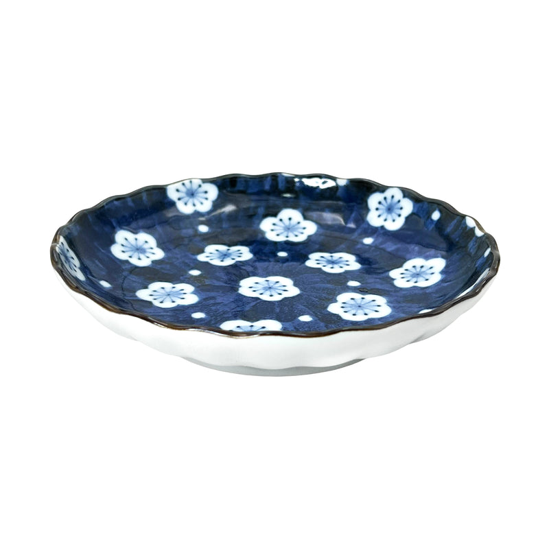 Japanese Ceramic Side Plate 16.5cm Blue Plum
