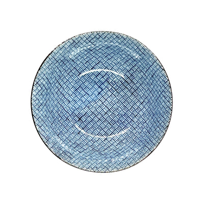 Japanese Ceramic Rice Bowl Series 15.5cm Blue Woven
