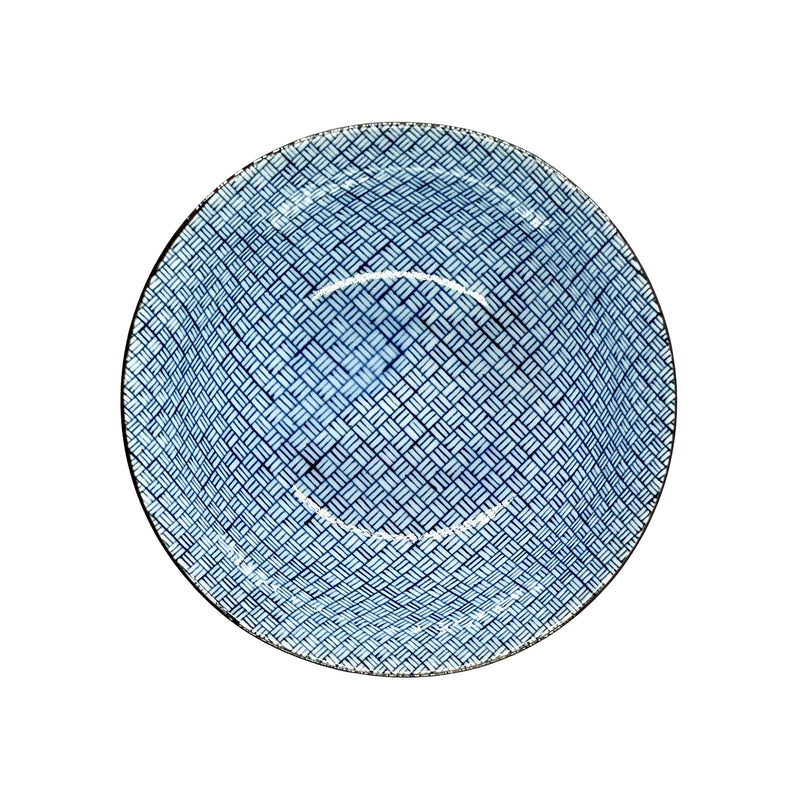 Japanese Ceramic Rice Bowl Series 15.5cm Blue Woven