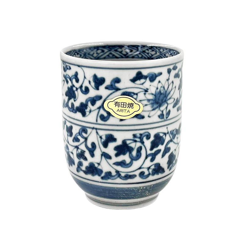 Japanese Arita Ware Tea Cup Ocean Flower Blue & White 250ml