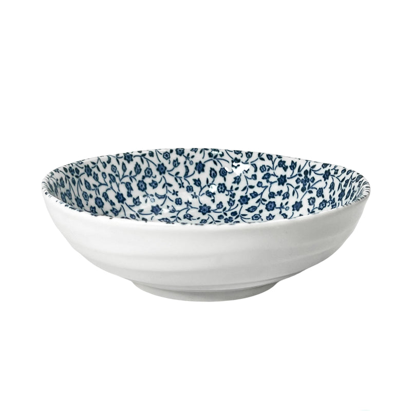 Japanese Ceramic Serving Bowl 15cm Various Flowers Blue