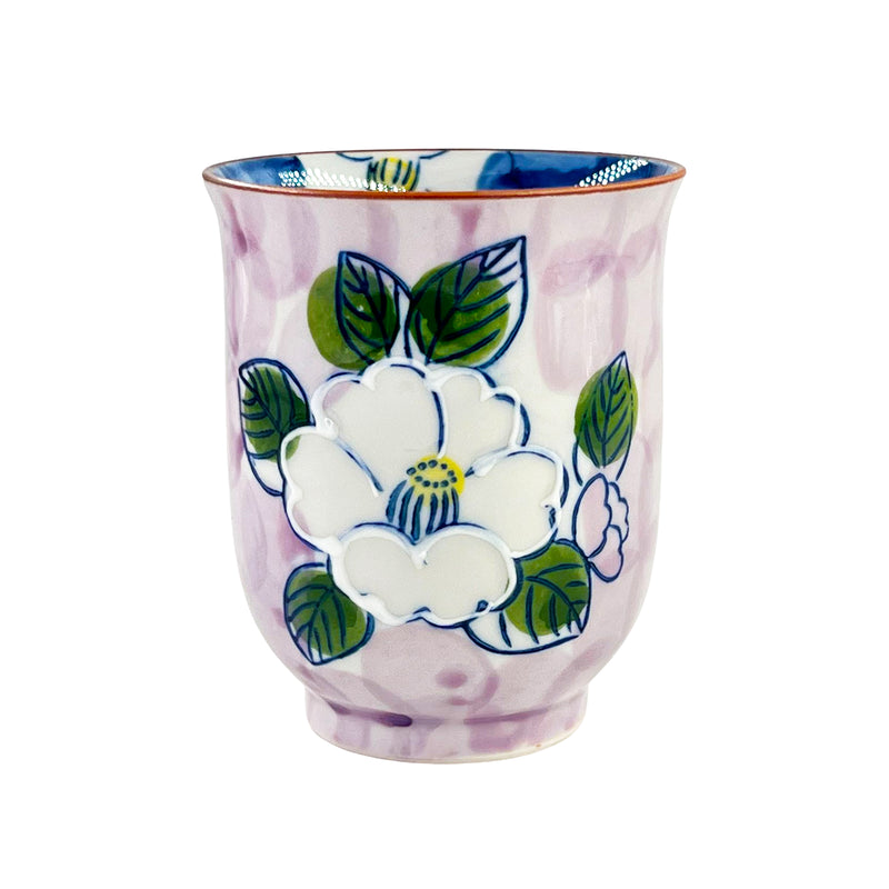 Japanese Ceramic Cup Embossed Peonies Lilac 280ml