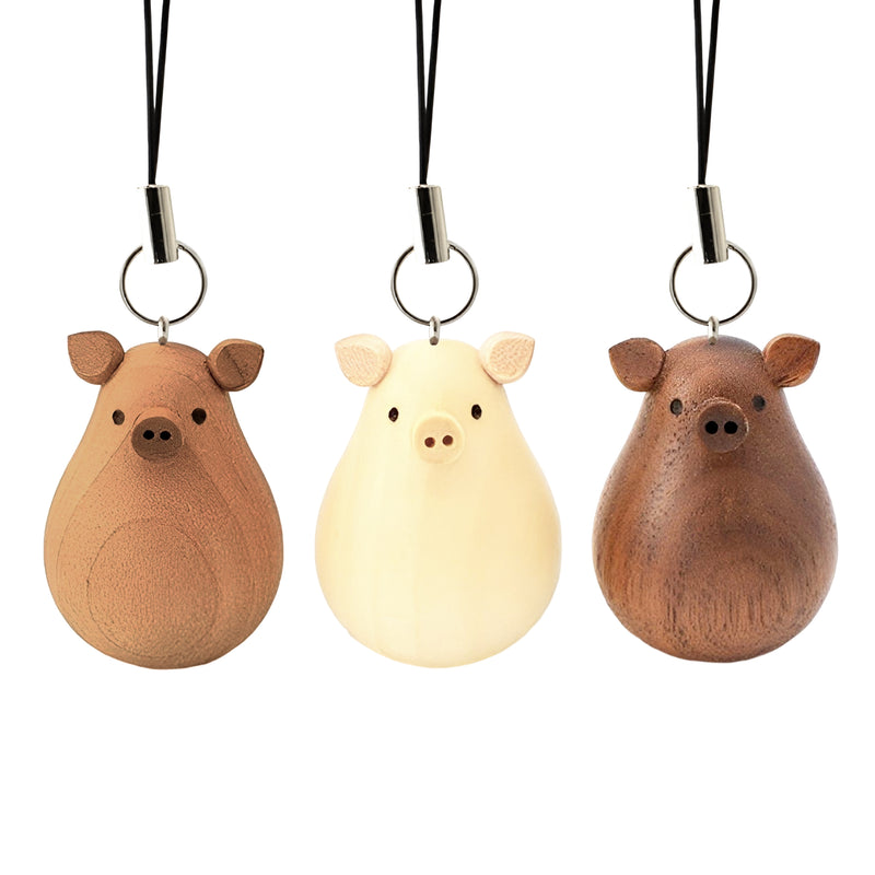 Handmade Natural Wood Keychain Pendant Series Pig
