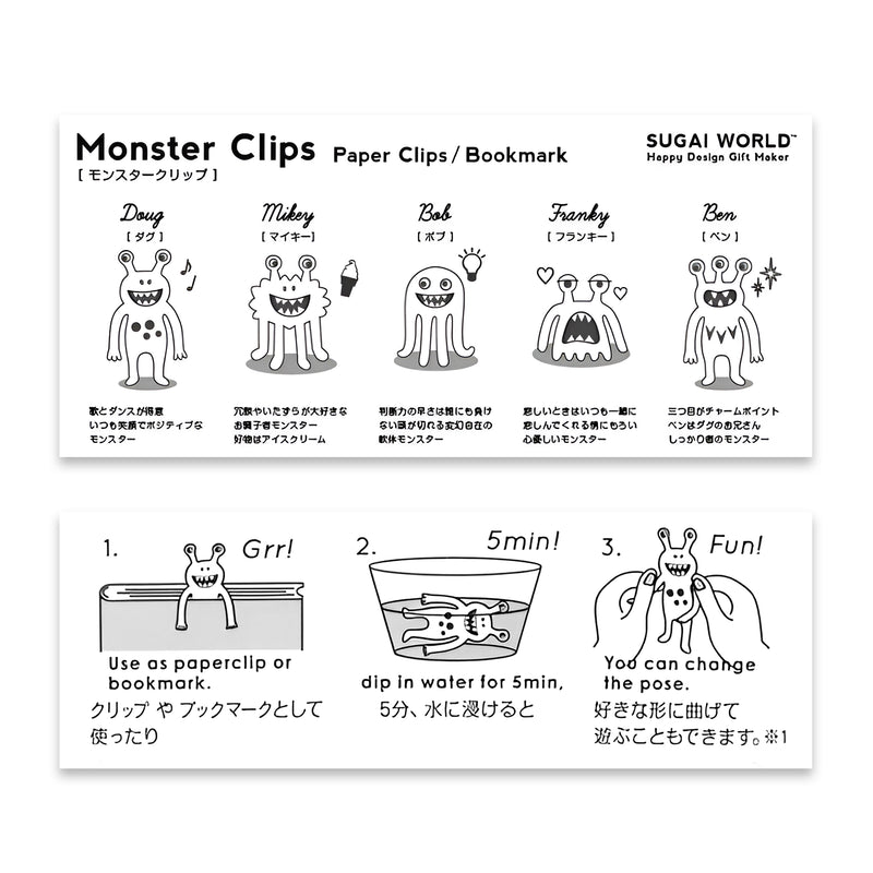 Monster Paper Clips Bookmark Series White
