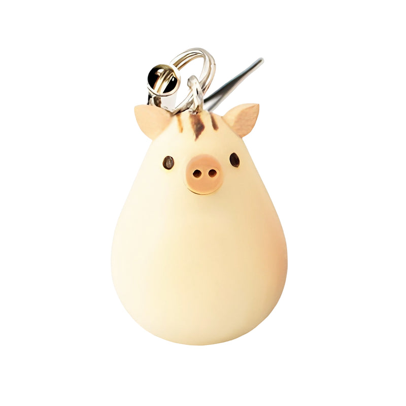 Doghandmade Natural Wood Keychain Pendant Series Striped Piggy