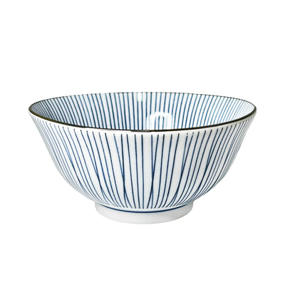 Japanese Traditional Noodle Bowl 15.5cm Blue Stripe