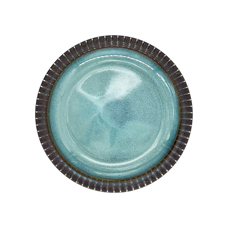 Japanese Ceramic Pasta Plate 16.5cm Cyan & Engraving