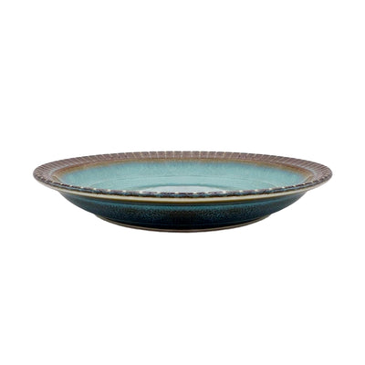 Japanese Ceramic Pasta Plate 16.5cm Cyan & Engraving