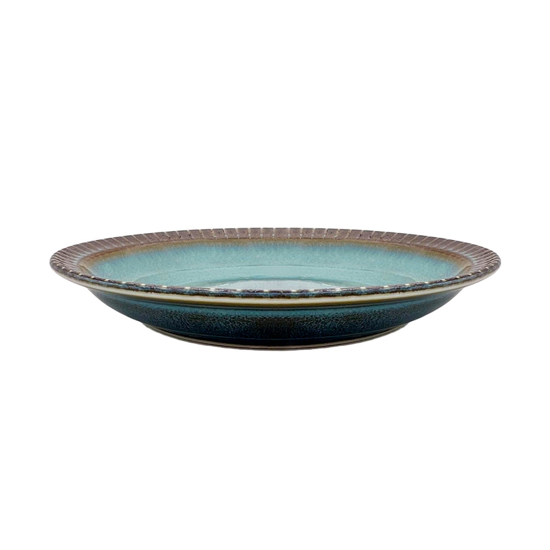 Japanese Ceramic Pasta Plate 16.5cm Cyan & Engraving