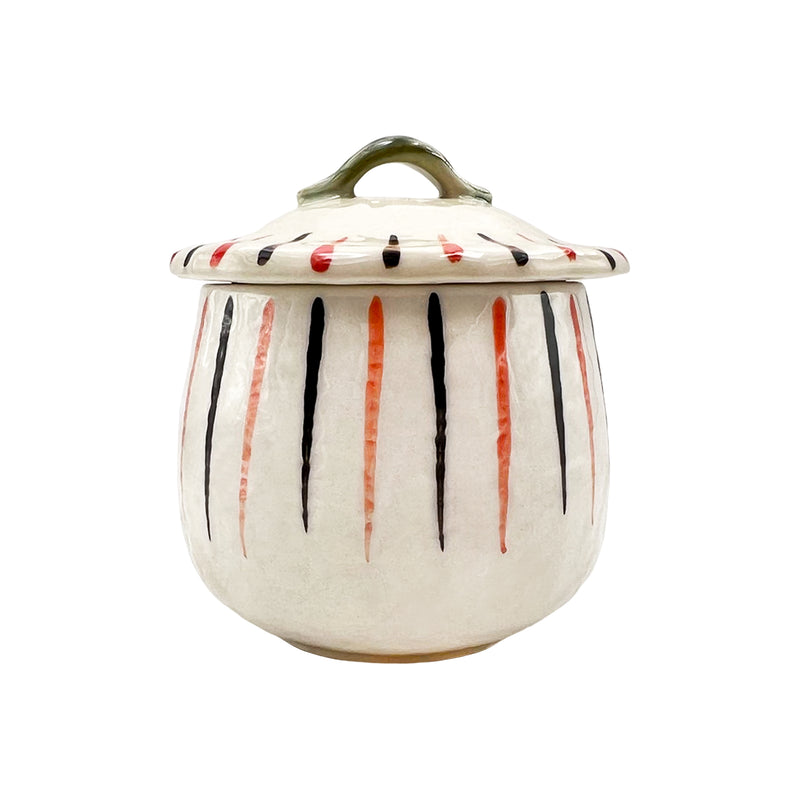 Ceramic Chawanmushi Soup Bowl With Lid Coloured Stripes