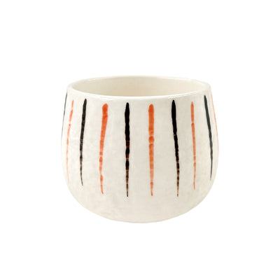 Ceramic Chawanmushi Soup Bowl With Lid Coloured Stripes