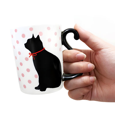 Mug Tea Cup Couple Series Black Cat & Polka Dot (Pair Of Cups)
