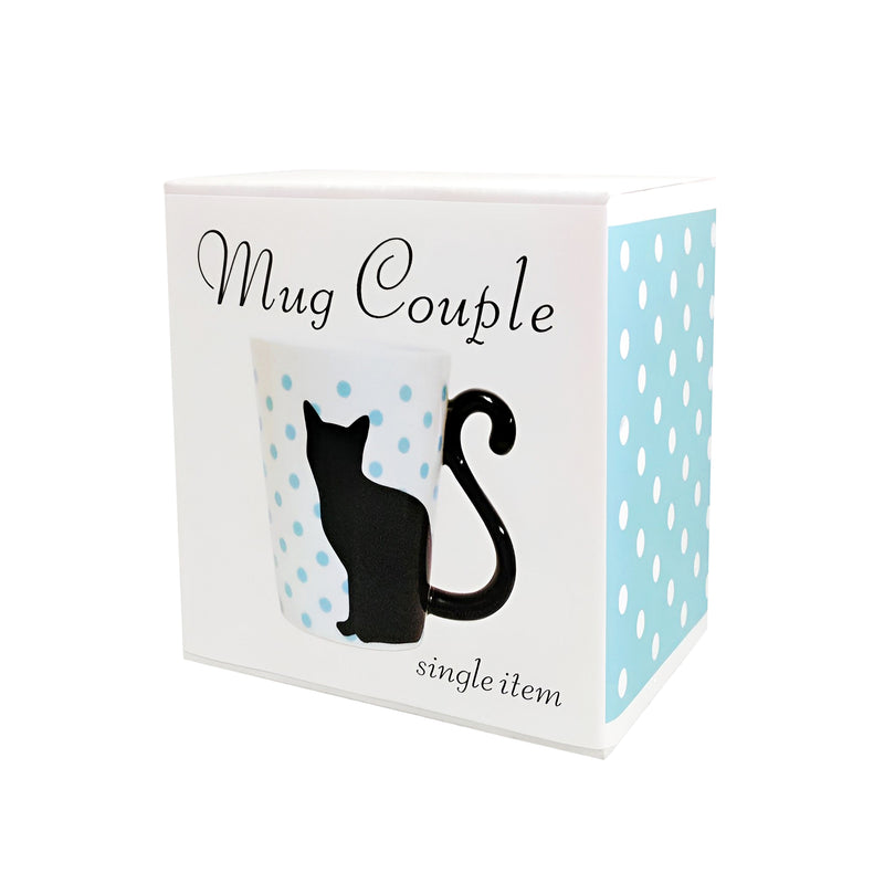 Mug Tea Cup Couple Series Black Cat & Polka Dot Blue