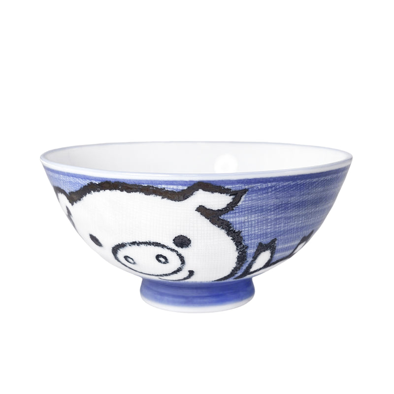 Japanese Ceramic Rice Bowl 11cm Piglet