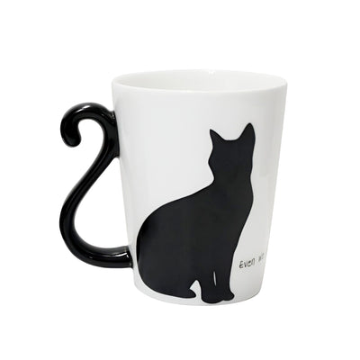 Mug Tea Cup Couple Series Black Cat & Simple (Pair Of Cups)