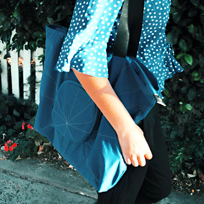 Urban Forest Foldable Tote Bag Ocean Blue