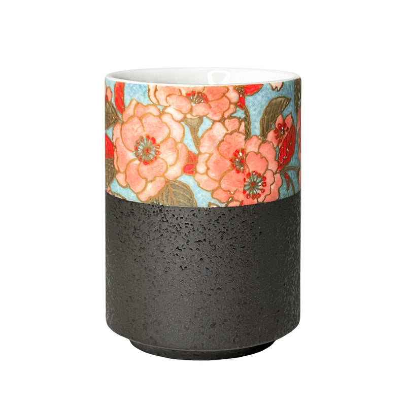 Japanese Ceramic Cup Peony & Black Texture 250ml