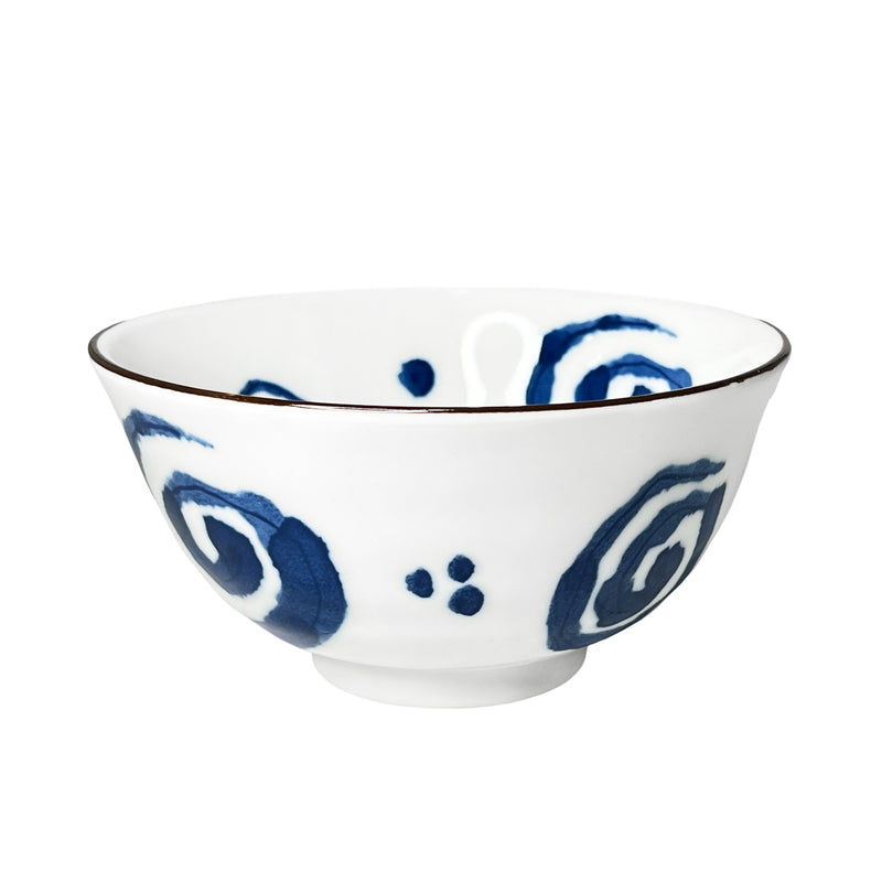 Japanese Ceramic Rice Bowl 13cm Blue Swirl