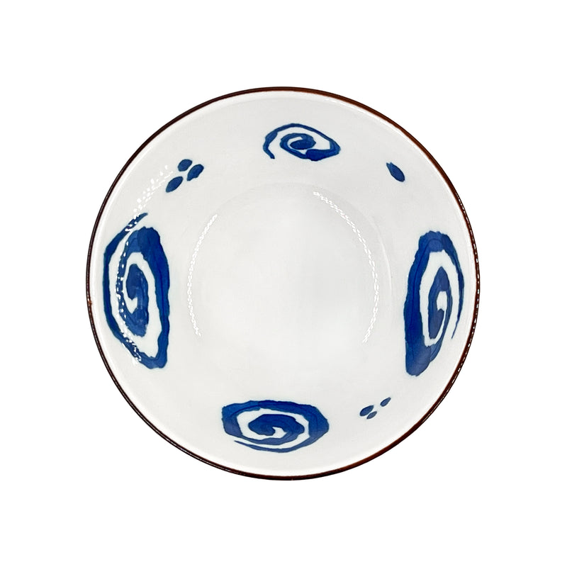 Japanese Ceramic Rice Bowl 13cm Blue Swirl