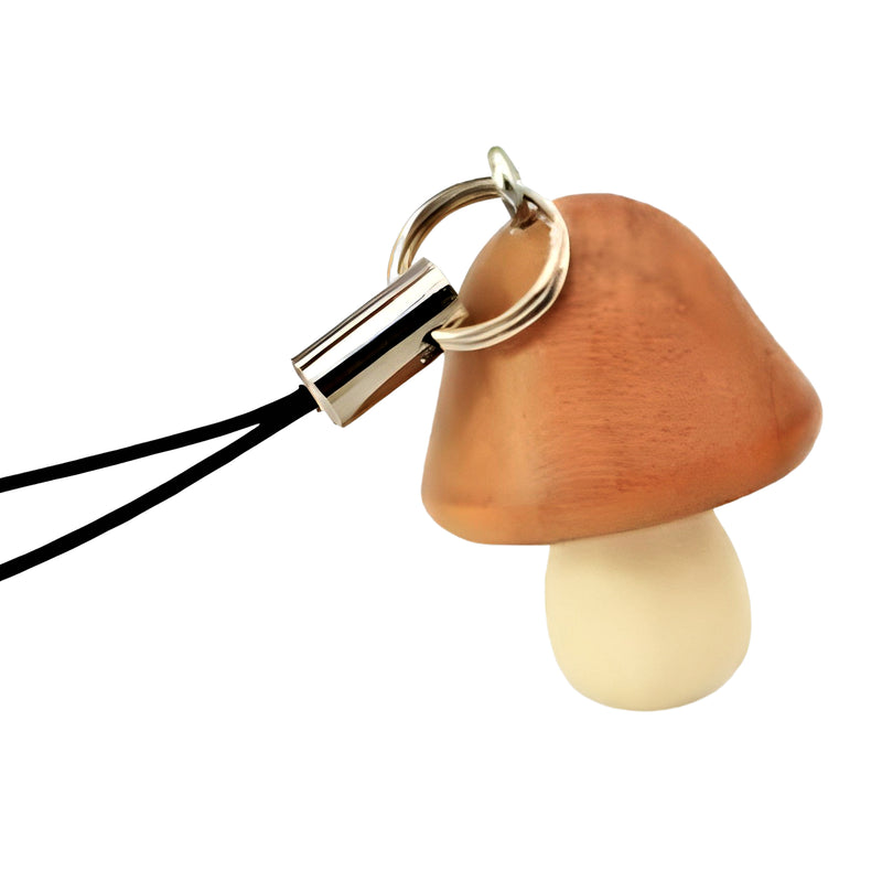Handmade Natural Wood Keychain Pendant Series Mushroom