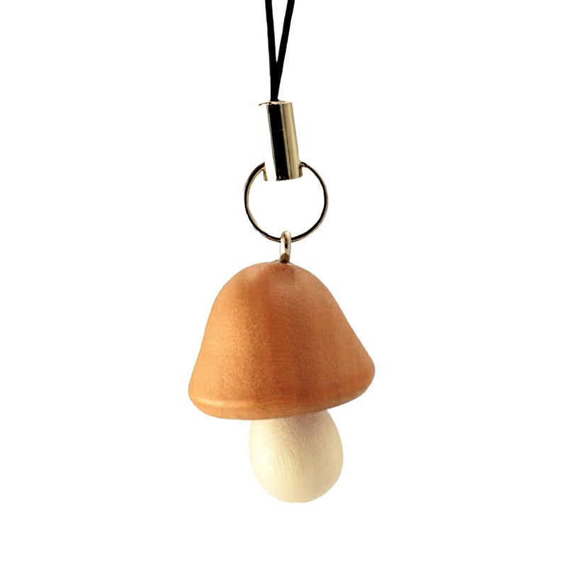 Handmade Natural Wood Keychain Pendant Series Mushroom