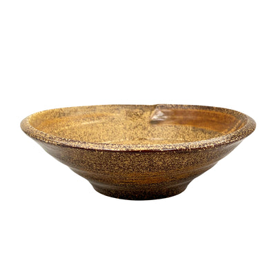 Japanese Large Serving Bowl Ceramic 23cm Vintage Yellow