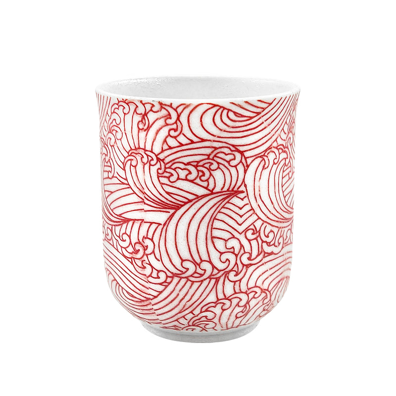 Japanese Tea Cup Red Waves 300ml