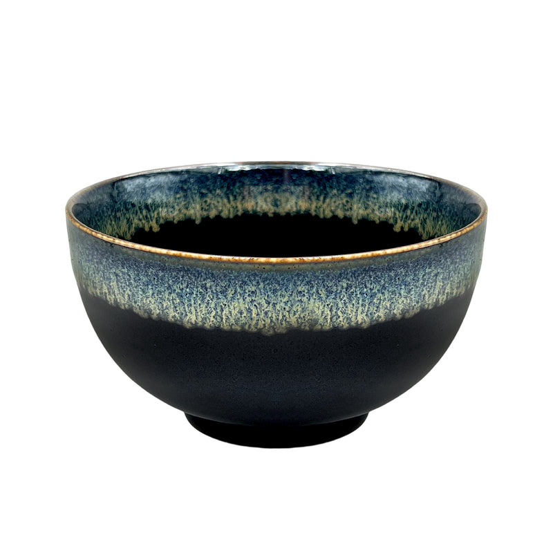 Japanese Ceramic Rice Bowl 13cm Blue Infused Paint